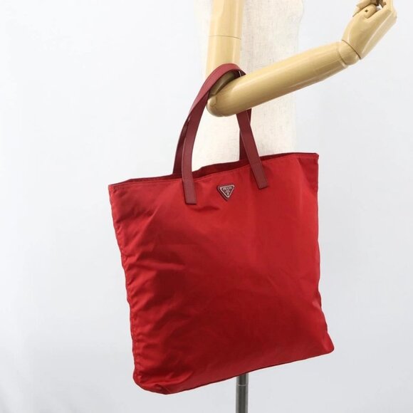 PRADA Tote Bag Nylon Red Silver Auth 155081 - Picture 14 of 16